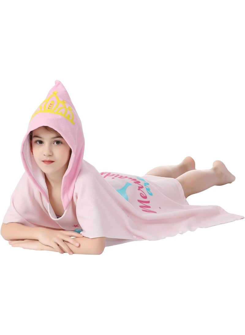 Soft Microfiber Swim Cover-ups for 3 to 8Years Old Kids Hooded Bath Towels Girls' Mermaid Beach Cape - Image 4